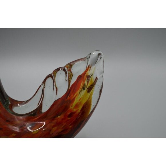 Blown Glass Rooster Figurine Red Clear Chicken Italian Style Vtg Handmade 9" - Picture 4 of 10